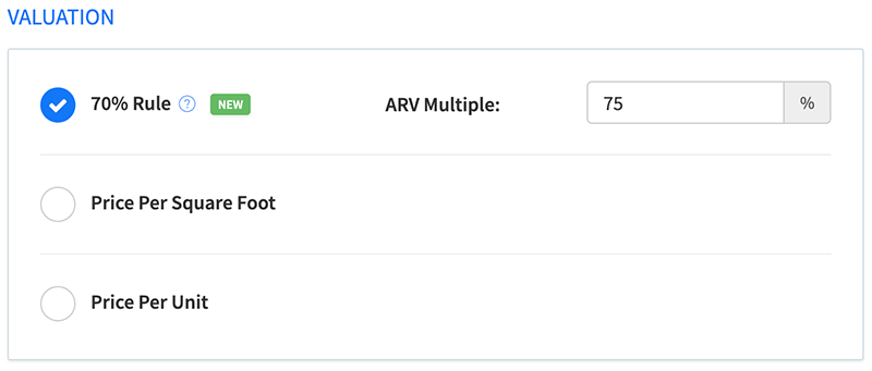 Adjust the ARV multiple used by the 70% Rule criteria