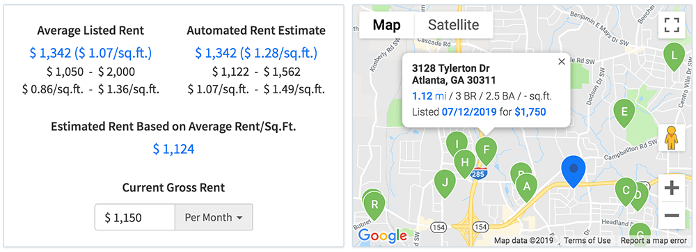View up to 20 recent rental comps and rent estimates