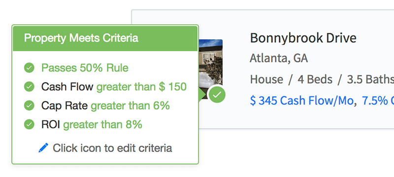 Hover over criteria check icons to view the breakdown