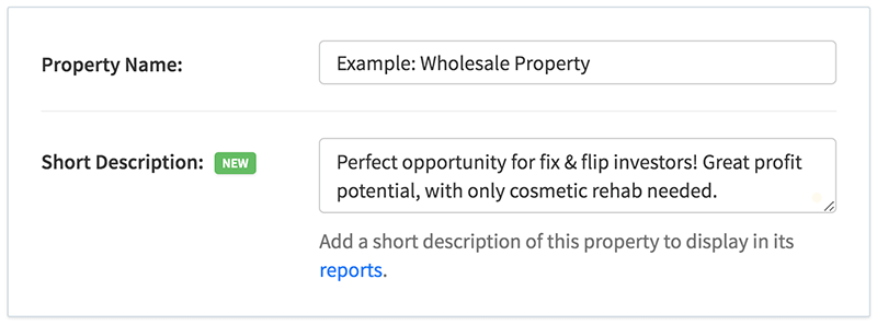 Add short descriptions and taglines to your properties