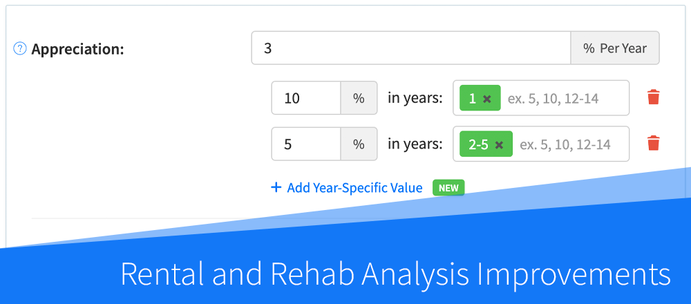 New Features: Rental and Rehab Analysis Improvements
