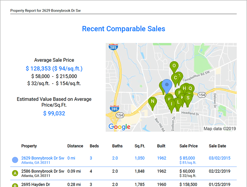 Include Recent Sales Comps in Your Property Reports