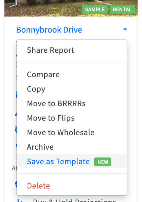 Save as of your existing properties as a template